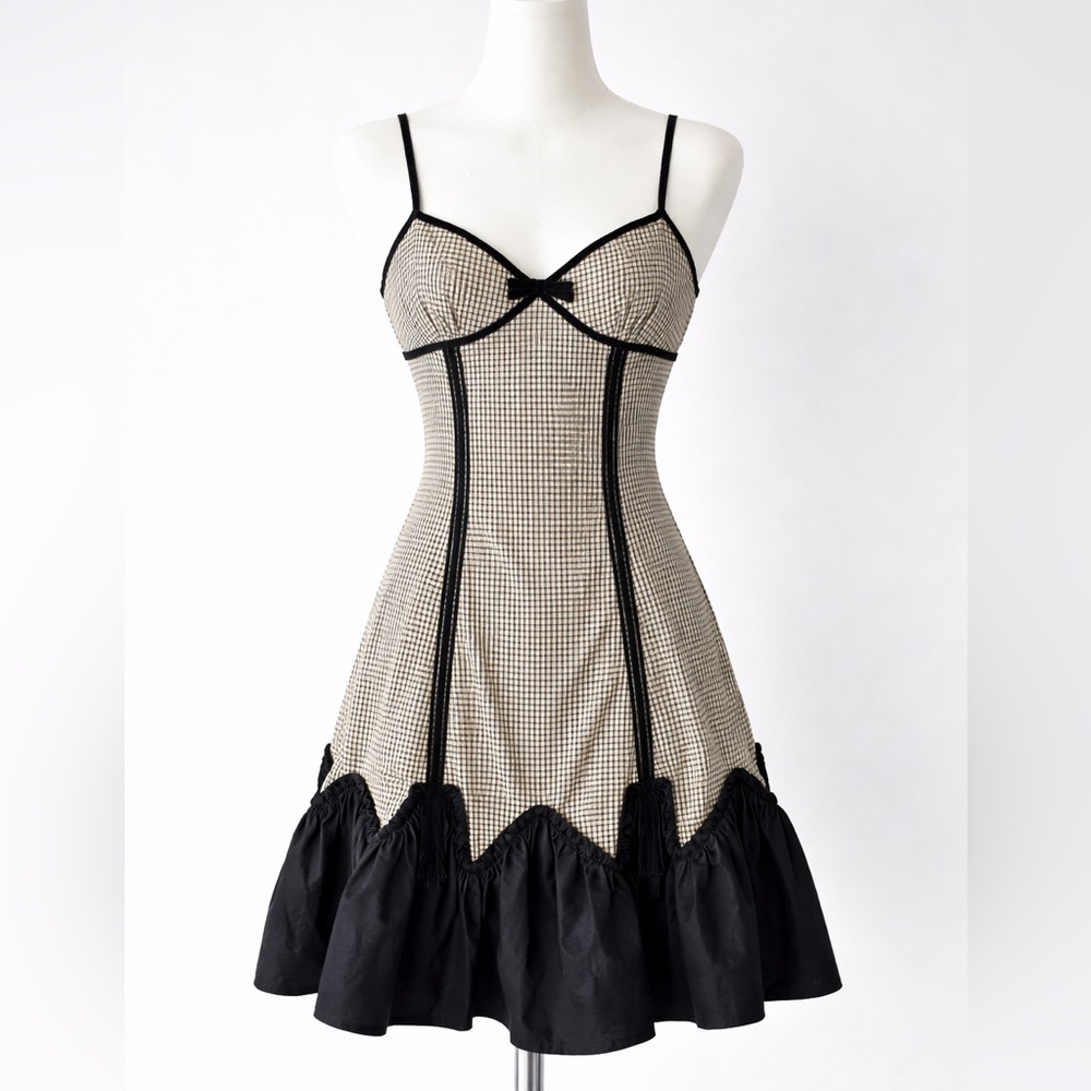 NWT Vintage Y2K 2006 Jill Stuart Black and White Checkered Dress Size 2